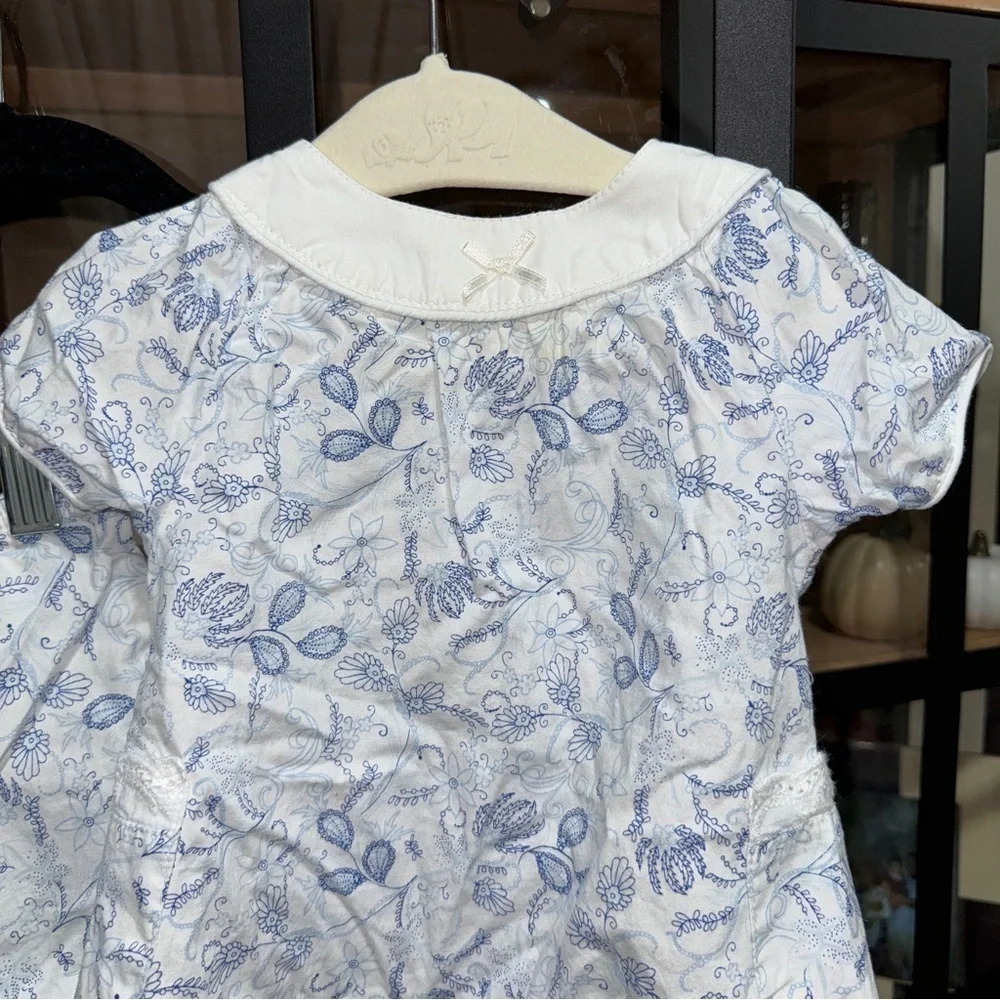 Lullaby Club diaper set baby girl toile print floral bows ruffles eyelet dress